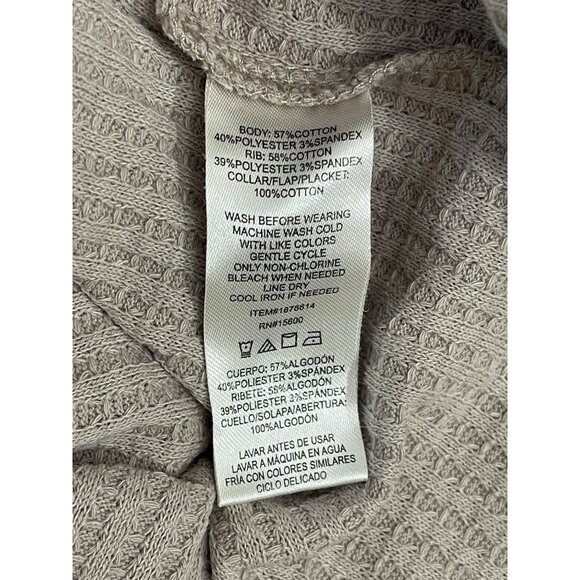 Briggs NWT Women's Relaxed Fit Button Long Sleeve Waffle Shirt Tan - Picture 10 of 13